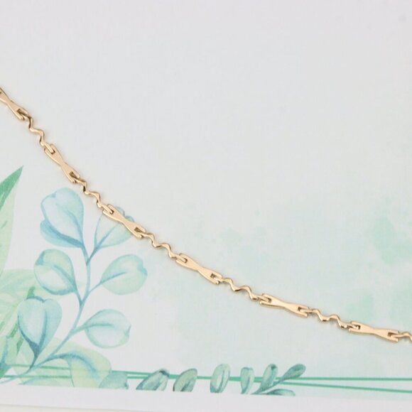 "Wavy Link Rose Gold Bracelet in High-Polish Finish, XPBL0882 - Picture 2 of 12